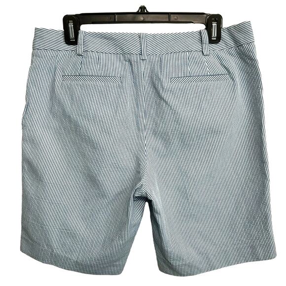 Talbots Seersucker Striped Shorts 8 Blue White Coastal Preppy Resort Classic - Picture 2 of 7